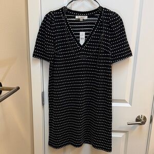 LOFT Black and White Belted Mini Dress Size Medium